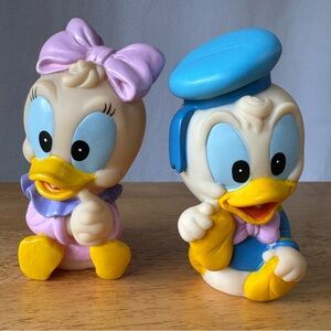 Rare Vintage Disney Daisy and Donald Duck Rubber Squeak Toys. (sold as a set)